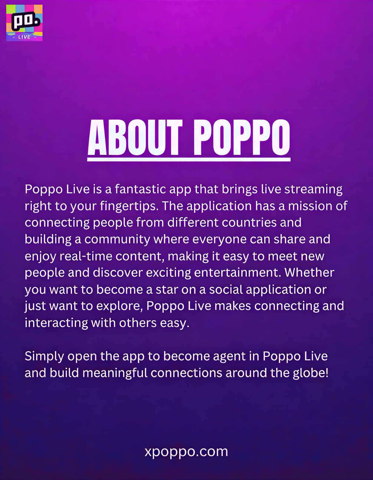 À propos de Poppo Live - Application live streaming pour connecter des personnes du monde entier